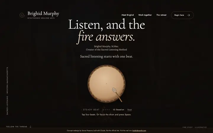 The homepage of the concept for SpiritWorks Healing Arts
