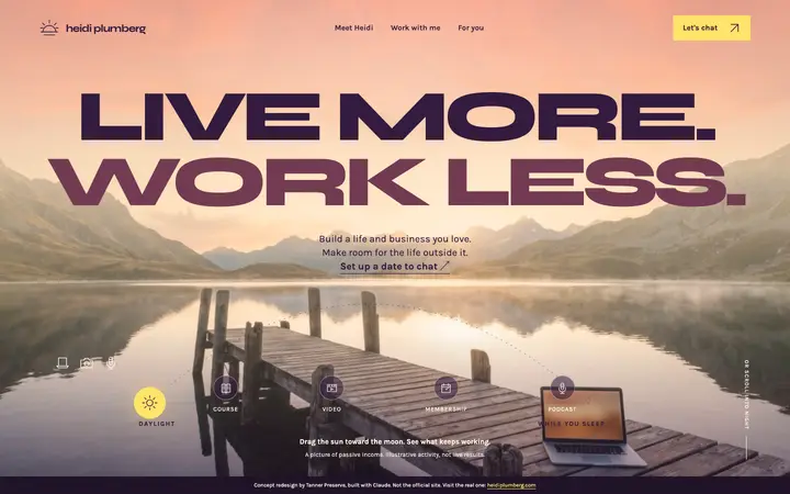 The homepage of the concept for Heidi Plum Berg